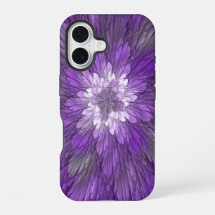 Psychedelische Paarse Bloem Abstracte Fractale Kun iPhone 16 Hoesje