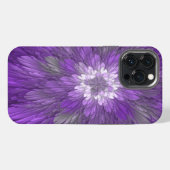 Psychedelische Paarse Bloem Abstracte Fractale Kun iPhone Hoesje (Achterkant horizontaal)