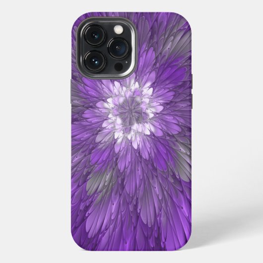 Psychedelische Paarse Bloem Abstracte Fractale Kun iPhone Hoesje (Achterkant)