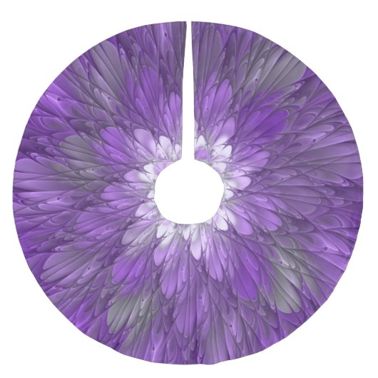 Psychedelische Paarse Bloem Abstracte Fractale Kun Kerstboom Rok (Voorkant)