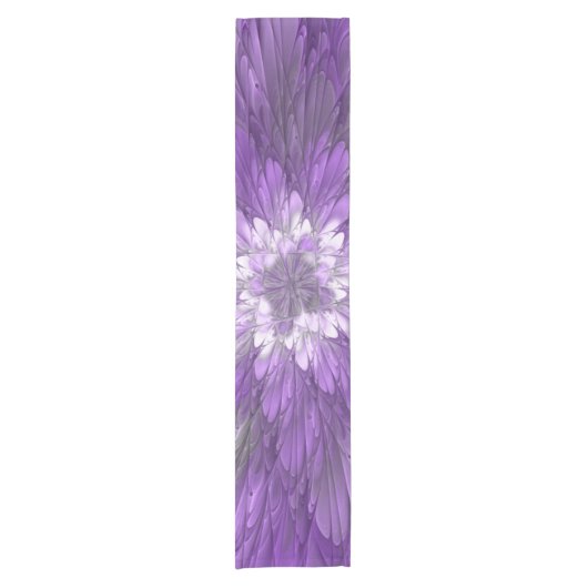 Psychedelische Paarse Bloem Abstracte Fractale Kun Korte Tafelloper (Voorkant)