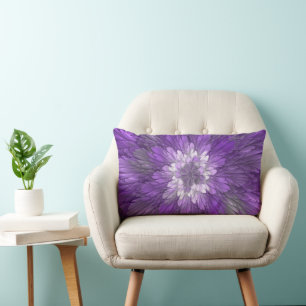 Psychedelische Paarse Bloem Abstracte Fractale Kun Kussen