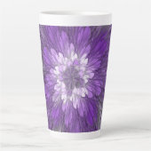 Psychedelische Paarse Bloem Abstracte Fractale Kun Latte Mok (Voorkant)