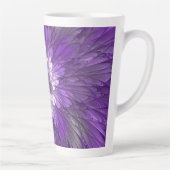 Psychedelische Paarse Bloem Abstracte Fractale Kun Latte Mok (Rechts)