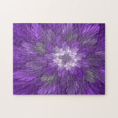 Psychedelische Paarse Bloem Abstracte Fractale Kun Legpuzzel (Horizontaal)