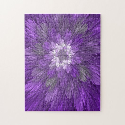 Psychedelische Paarse Bloem Abstracte Fractale Kun Legpuzzel (Verticaal)