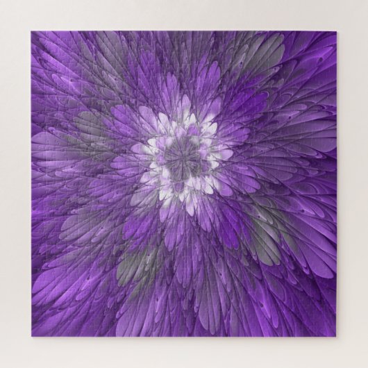 Psychedelische Paarse Bloem Abstracte Fractale Kun Legpuzzel (Verticaal)