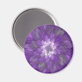 Psychedelische Paarse Bloem Abstracte Fractale Kun Magneet (Voorkant / Achterkant)