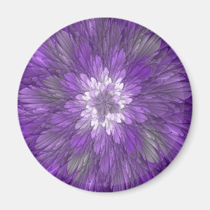 Psychedelische Paarse Bloem Abstracte Fractale Kun Magneet