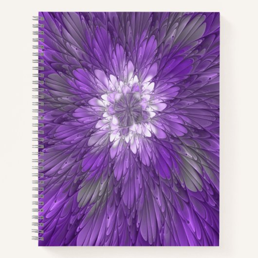 Psychedelische Paarse Bloem Abstracte Fractale Kun Notitieboek (Voorkant)