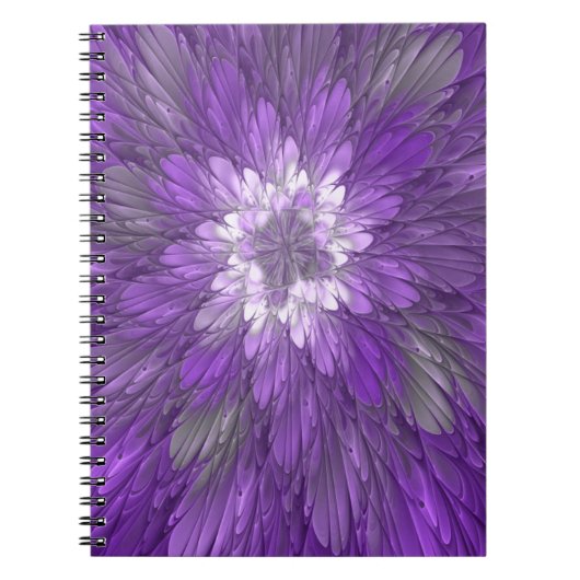 Psychedelische Paarse Bloem Abstracte Fractale Kun Notitieboek (Voorkant)