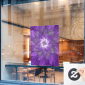 Psychedelische Paarse Bloem Abstracte Fractale Kun Raamsticker (Cafe Raam)