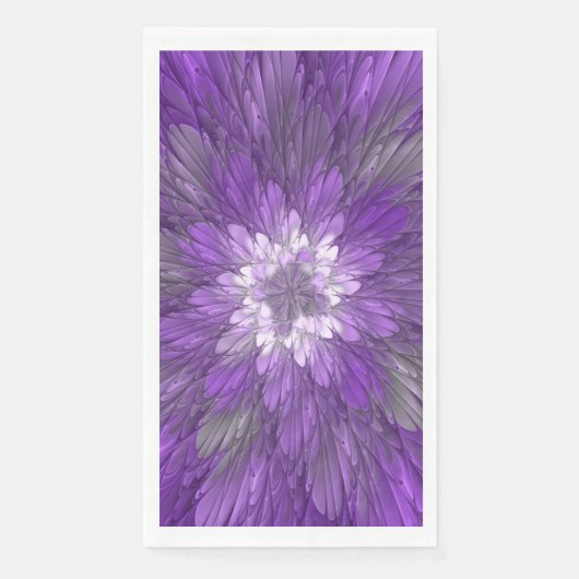 Psychedelische Paarse Bloem Abstracte Fractale Kun Servet (Voorkant)