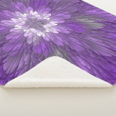 Psychedelische Paarse Bloem Abstracte Fractale Kun Sherpa Deken (3/4)