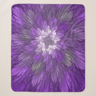Psychedelische Paarse Bloem Abstracte Fractale Kun Sherpa Deken