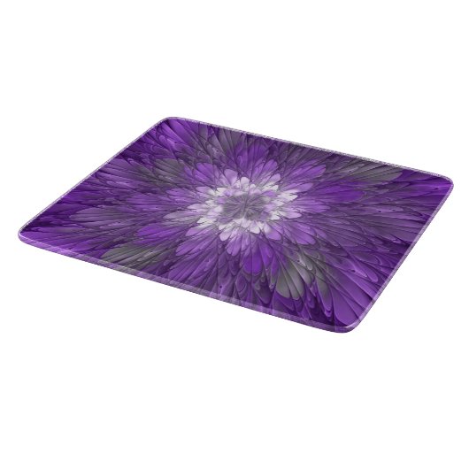 Psychedelische Paarse Bloem Abstracte Fractale Kun Snijplank (Hoek)
