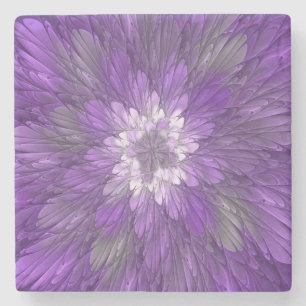 Psychedelische Paarse Bloem Abstracte Fractale Kun Stenen Onderzetter