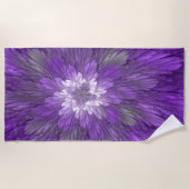 Psychedelische Paarse Bloem Abstracte Fractale Kun Strandlaken (Voorkant)