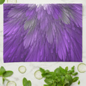 Psychedelische Paarse Bloem Abstracte Fractale Kun Theedoek (Gevouwen)