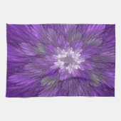 Psychedelische Paarse Bloem Abstracte Fractale Kun Theedoek (Horizontaal)