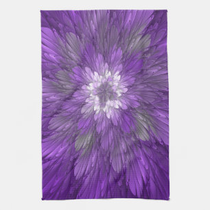 Psychedelische Paarse Bloem Abstracte Fractale Kun Theedoek