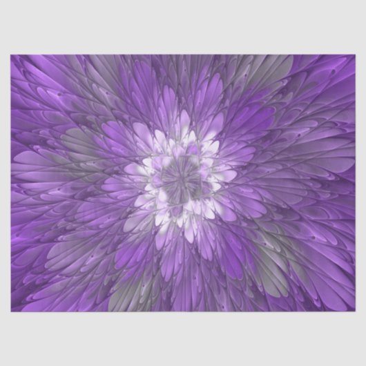 Psychedelische Paarse Bloem Abstracte Fractale Kun Tissuepapier (Voorkant)
