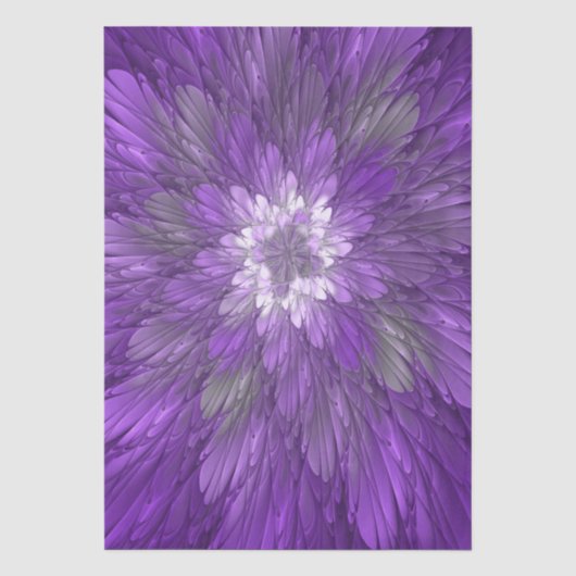 Psychedelische Paarse Bloem Abstracte Fractale Kun Tissuepapier (Voorkant)