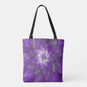 Psychedelische Paarse Bloem Abstracte Fractale Kun Tote Bag (Achterkant)