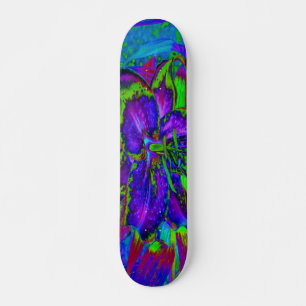 Psychedelische Paarse en Limegroene Lelie Bloem Persoonlijk Skateboard
