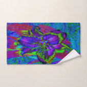 Psychedelische Paarse en Limoengroene Lelie Bloem Handdoek (Handdoek)