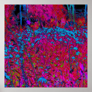Psychedelische Paarse Lelie Bloem Magenta Tuin Poster