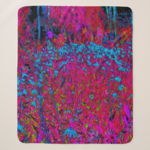 Psychedelische Paarse Lelie Bloem Magenta Tuin Sherpa Deken