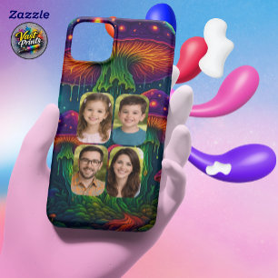 Psychedelische Paddenstoel Collage Familieportret iPhone 16 Hoesje