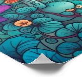 Psychedelische paddenstoel, diep in het bos poster (Hoek)