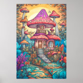 Psychedelische paddenstoel, diep in het bos poster (Voorkant)