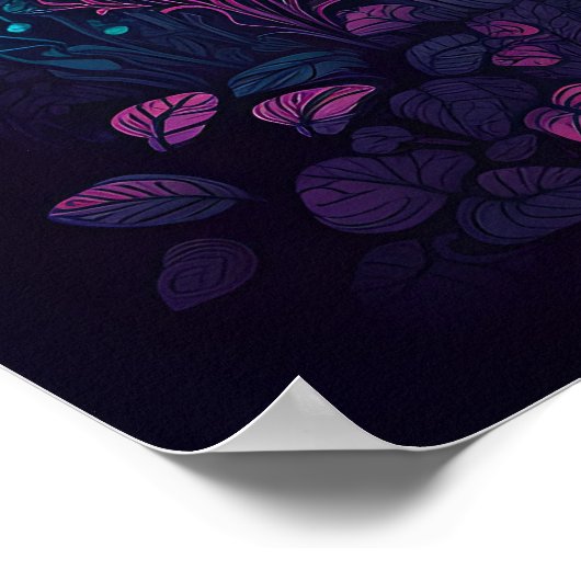 Psychedelische paddenstoel gloed in donker Poster (Hoek)