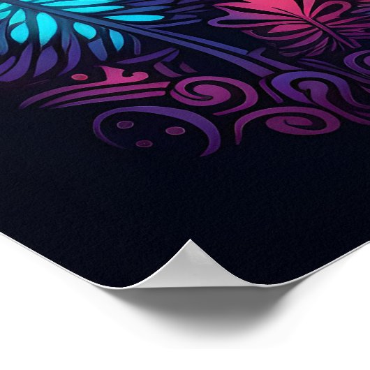 Psychedelische paddenstoel gloed in donker poster (Hoek)