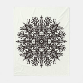 Psychedelische Paddenstoel Mandala Zwart en Wit Fleece Deken