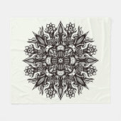 Psychedelische Paddenstoel Mandala Zwart en Wit Fleece Deken (Voorkant (Horizontaal))