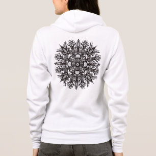 Psychedelische Paddenstoel Mandala Zwart Wit Hoodie