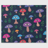 Psychedelische paddenstoel met ogen cadeaupapier (Vlak)