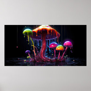 Psychedelische paddenstoel poster
