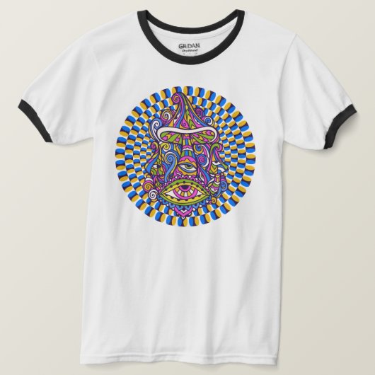 Psychedelische paddenstoel Swirl Ringer T-shirt (Design voorkant)