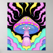 Psychedelische paddenstoel van het derde oog poster (Voorkant)