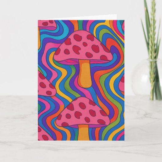 Psychedelische Paddenstoel Vouwbare Lege Kaart (Voorkant)