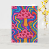 Psychedelische Paddenstoel Vouwbare Lege Kaart (Gele Bloem)