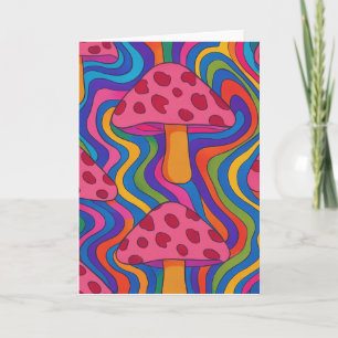 Psychedelische Paddenstoel Vouwbare Lege Wenskaart Kaart