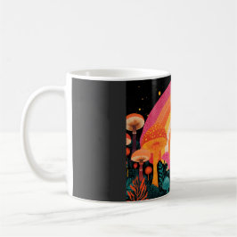 Psychedelische Paddenstoel Zonsondergang – Retro F Koffiemok