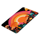 Psychedelische Paddenstoel Zonsondergang – Retro F Magneet (Linkerzijde)