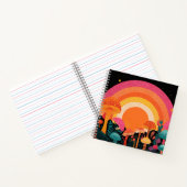 Psychedelische Paddenstoel Zonsondergang – Retro F Notitieboek (Binnen)